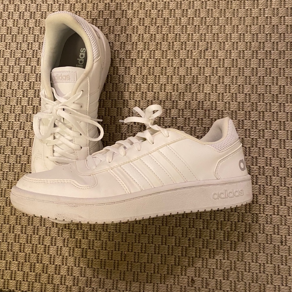 Adidas White Sneakers, Size 8.5